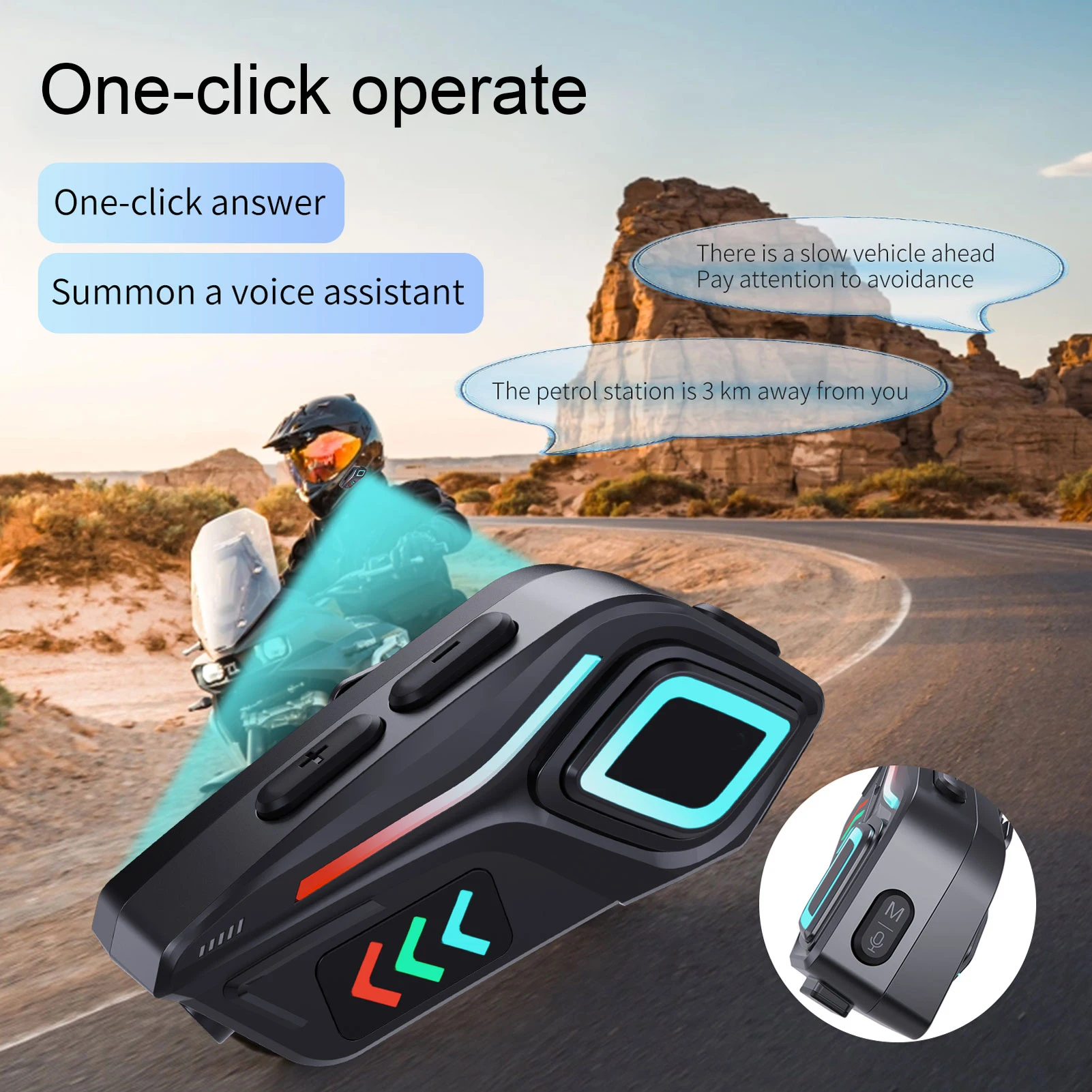 

Bluetooth-гарнитура 5.4 для мотоциклетного шлема с шумоподавлением, автоматическим ответом на звонки и управлением музыкой