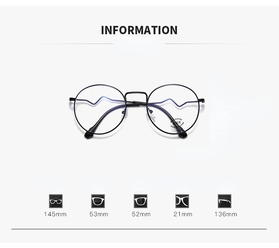 Ladies Anti-blue Ray Myopia Glasses Men Women Fashion Round Frame Eyeglasses Unisex Short-sighted Eyewear with Diopter 0 To -6.0