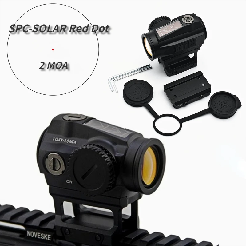 

SPC-SOLAR Red Dot Sight 2 MOA Reticle Tactical Hunting Rifle Optic Scope Lower 1/3 Co-Witness 20MM Picatinny Rail Mount AR15