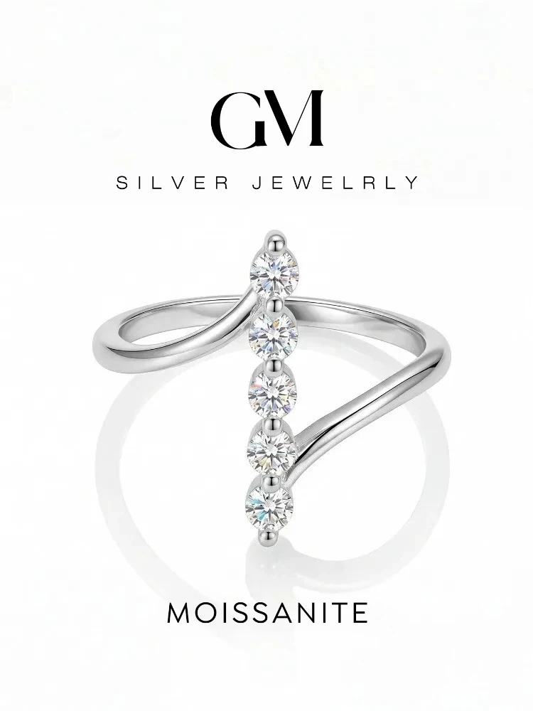 925 Sterling Silber Echte Runde Moissanit-Diamant Gedrehte Ringe für Frauen Jubiläum Hochzeit Hochwertige Feine Schmuckstücke – Detail 1