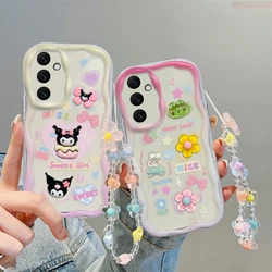 Uromi Cute Bear etui na telefon Samsung Galaxy S23 Ultra S22 Plus S21 S20 FE opaska na nadgarstek Sanrio Cartoon Cover