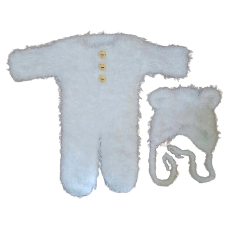 

Newborn Photography Props Outfit Baby Romper Hat Set Infants Photo Bodysuit 40JC