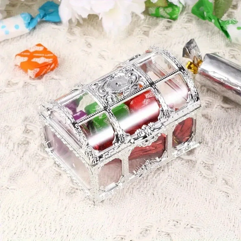 16pcs Elegant Clear Plastic Treasure Boxes with Latch Gift Display Storage for Weddings Birthdays Anniversaries Decorative Boxes