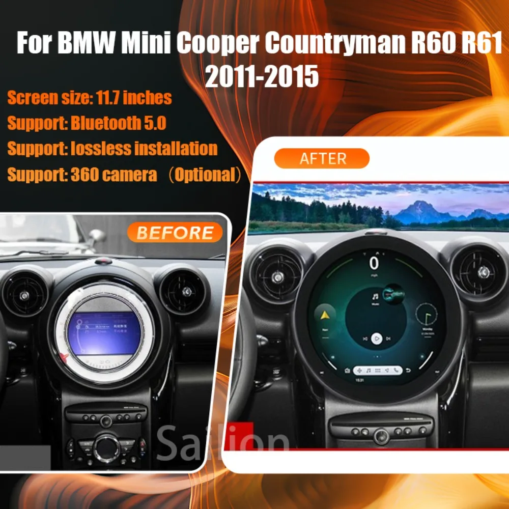 For BMW Mini 2007-2023 (Choose One of 4) Android15 3A Anti-glare Black Car Screen Radio Multimedia Player Support Carplay BT SWC