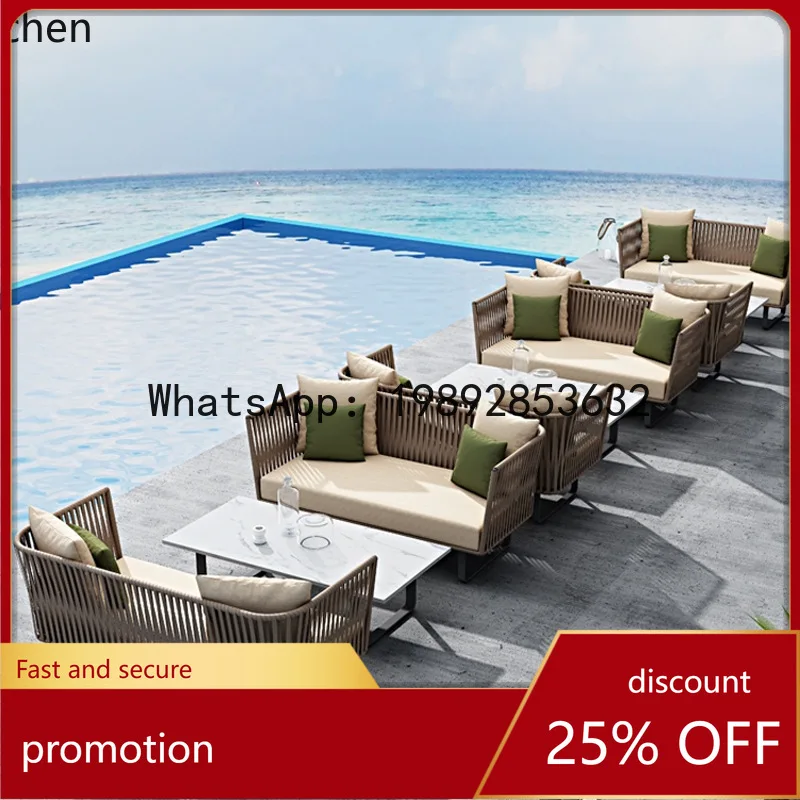 

YFY Courtyard Garden Outdoor Furniture Outdoor B&B Hotel casual casual Waterproof Sunscreen Rattan Sofa Bed Combination