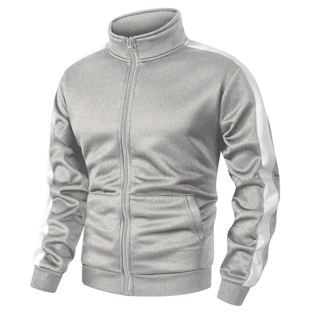 Men's Color Blocked Stand Up Collar Zip Up Jacket Autumn Warm Casual Sports Jacket Daliy Outdoor Running Fitness Commute Top