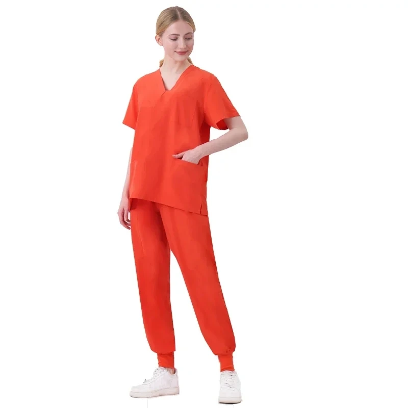 Hospital Working Clothes for Women Medical Doctor Nursing Uniforms Jogger Suits Nurse Scrubs Set Short Sleeved Pharmacy Workwear