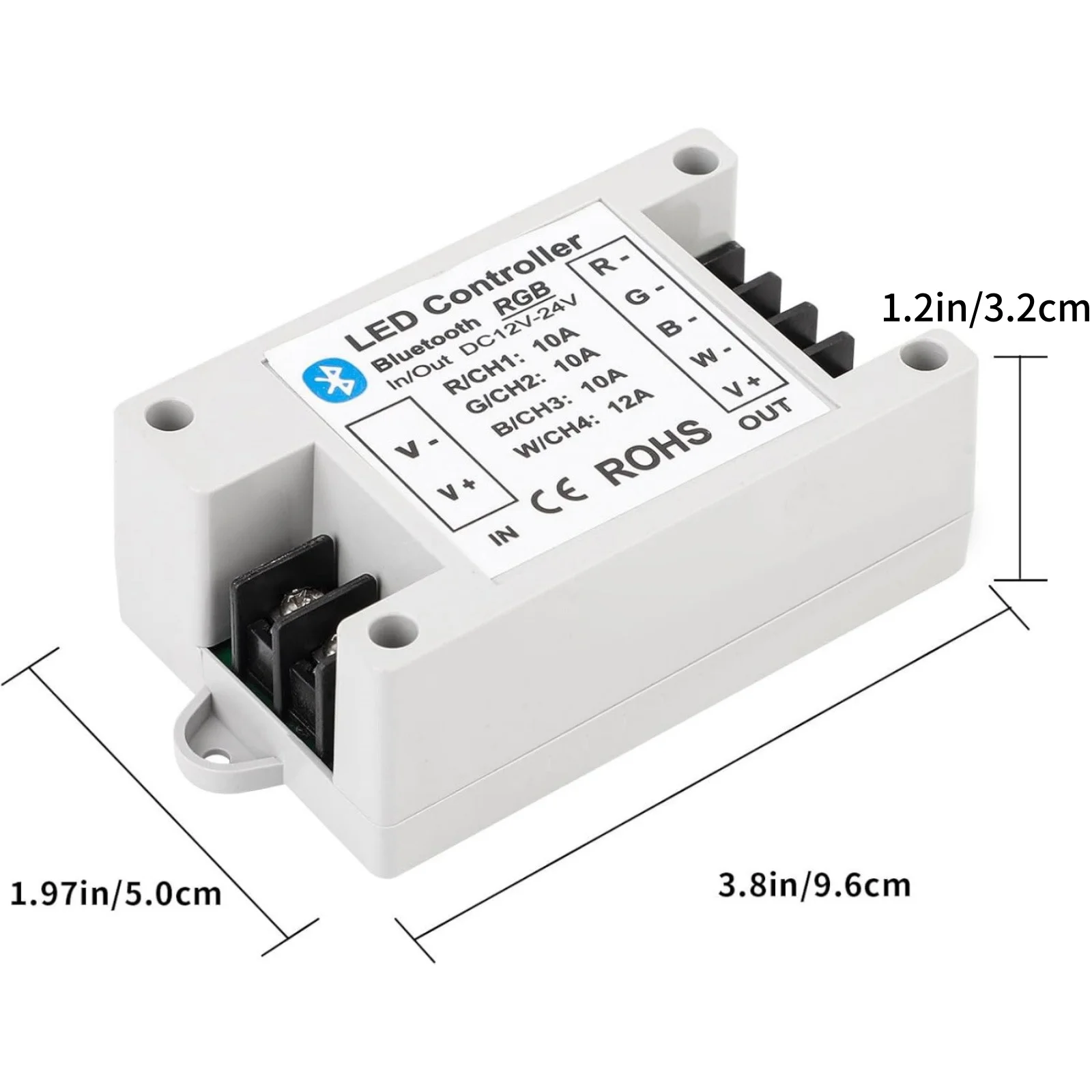 Smart Bluetooth RGB/RGBW LED Strip Controller, App Control Music Sync Voice Timer 20 Dynamic Modes for Home Party Bar Lighting
