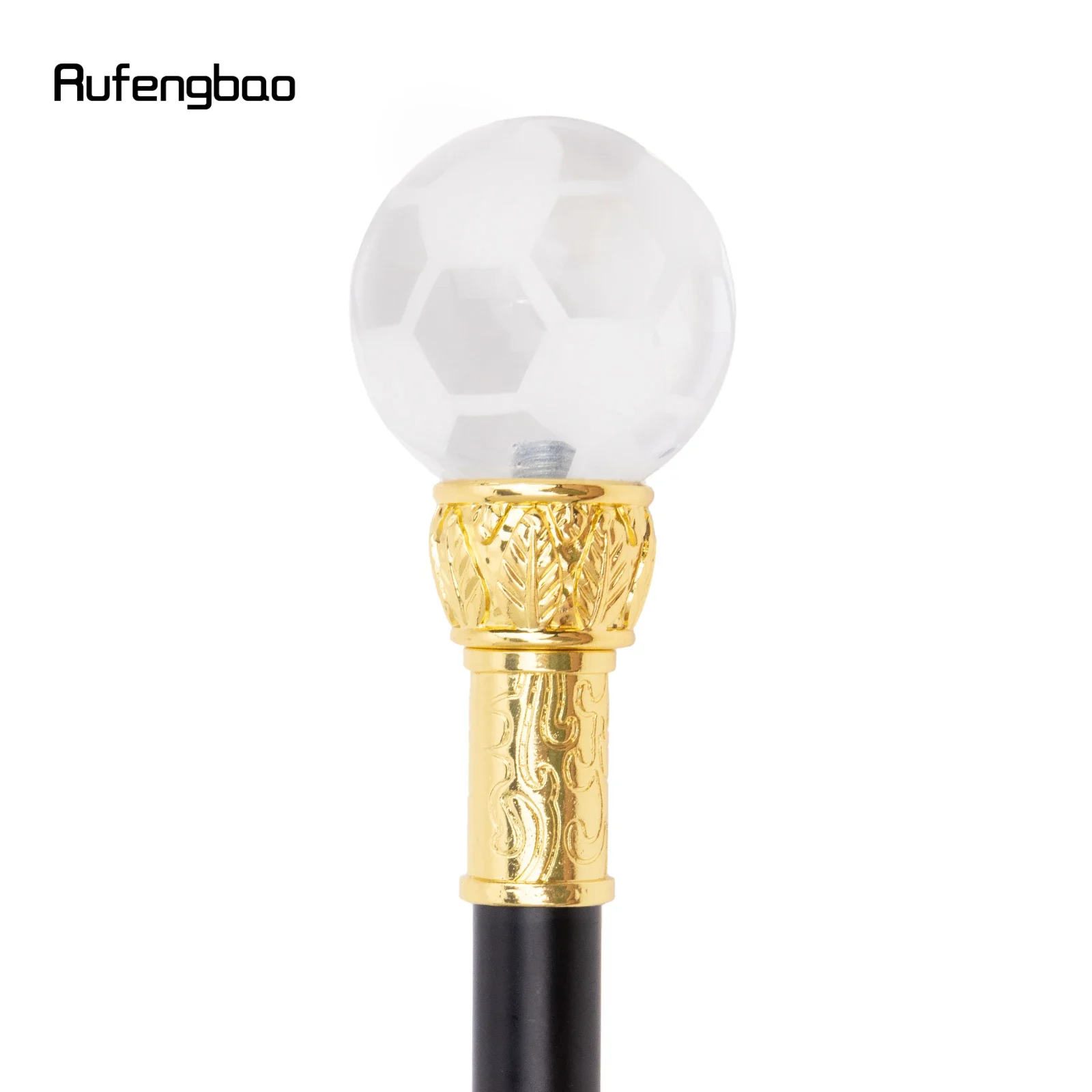 Futebol De Vidro Transparente Golden Walking Cane, Bastão Decorativo de Moda, Cavalheiro Elegante Cosplay Cana Crosier 94cm