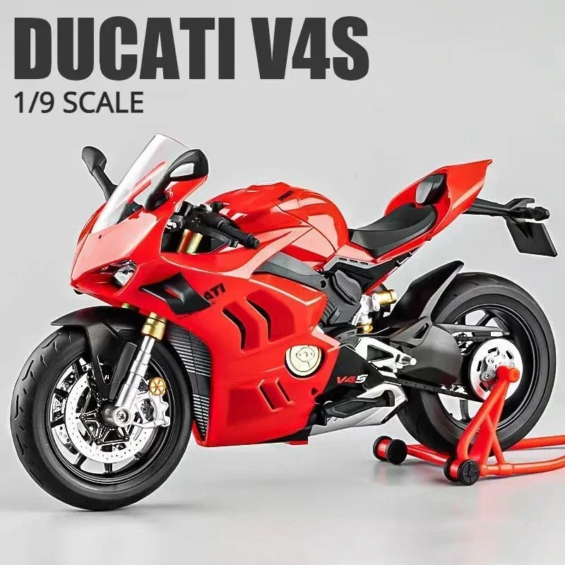 New 1:9 DUCATI V4S Motorcycle High Simulation Diecast Metal Alloy Model Car Sound and Light Collection Kids Toy Gifts