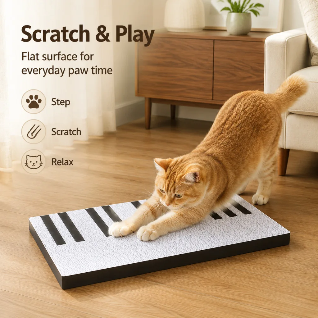 Piano Key Shaped Scratching Enlarged Straight Shaped Scratch Board Durable And Wear Resistant Does Not Shed Debris Cat Toy