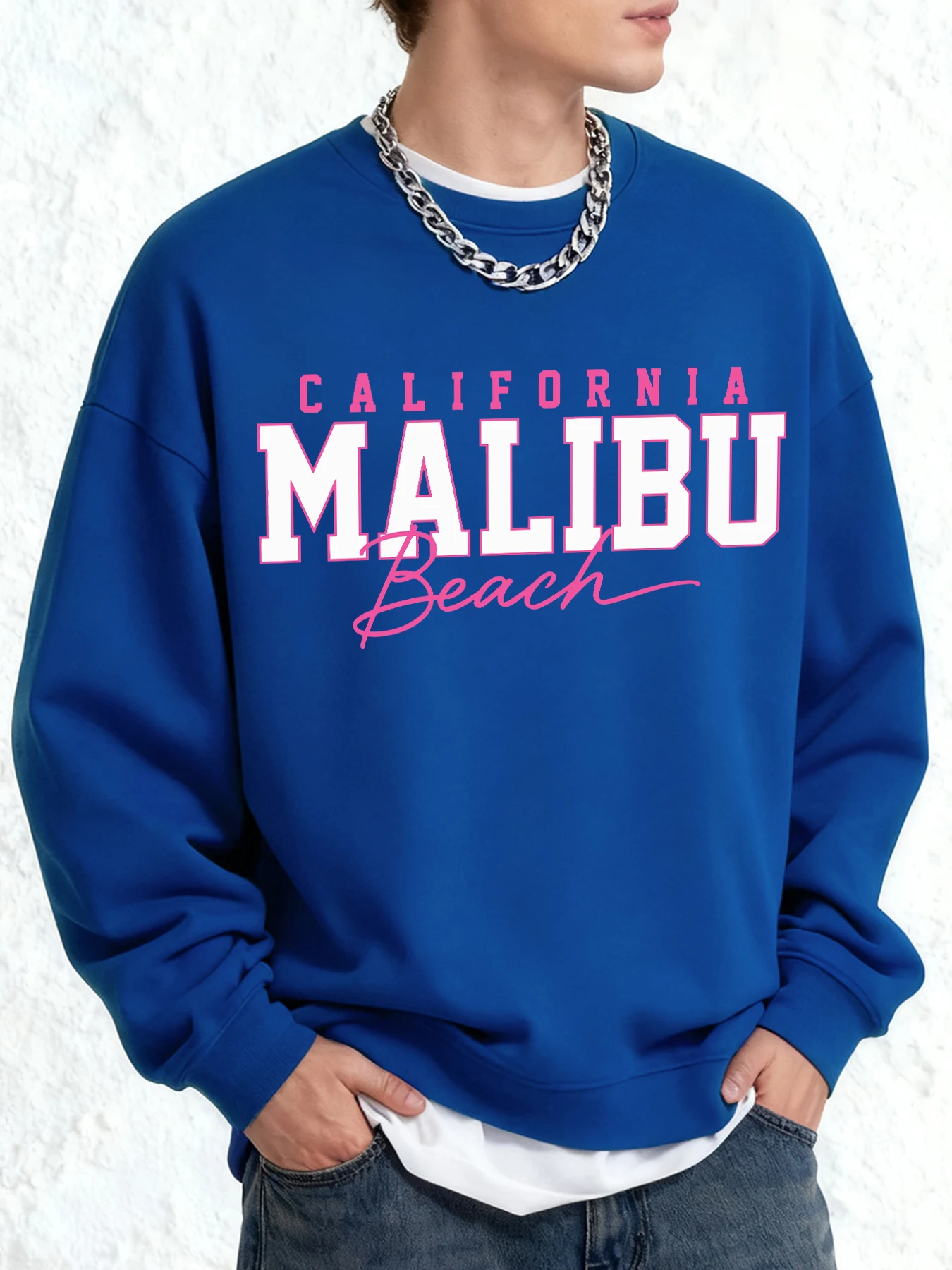 كاليفورنيا ماليبو الشاطئ الطباعة طويلة الأكمام للرجل الخريف عارضة البلوز المعتاد س الرقبة البلوفرات اليومية الهيب هوب الملابس #3