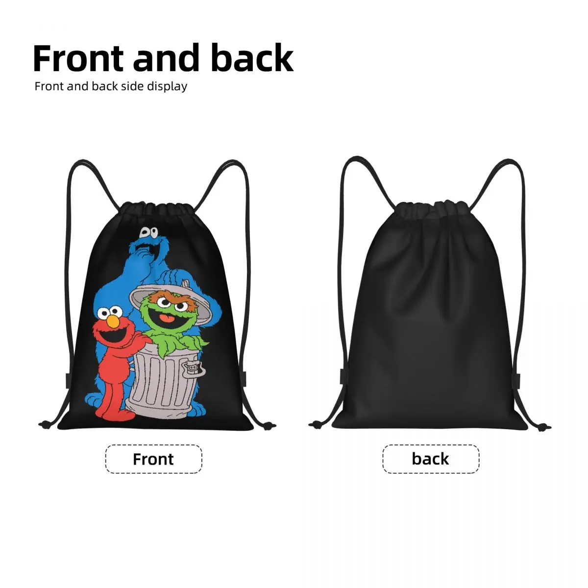 Custom Elmo Cookie Monster Drawstring Bags Women Men Portable Sports Gym Sackpack Shopping Storage Backpacks