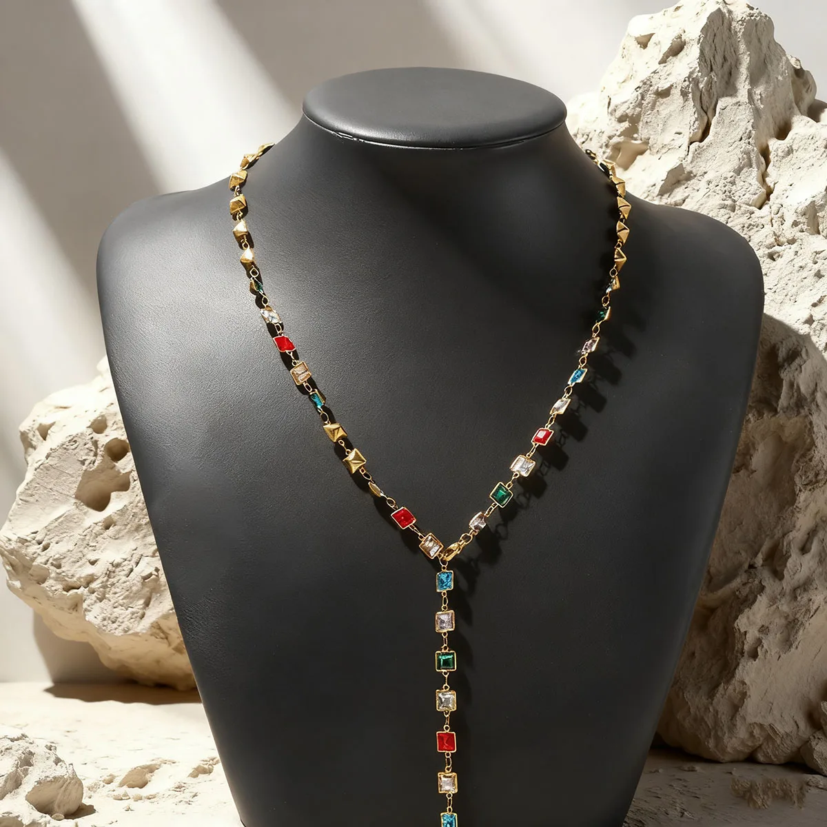 

SOVOB Fashion Adjustable Geometric Sweater Chain For Girl & Women's Daily Necklace Dopamine-Hued Gold-Plated Waist Chain Jewelry