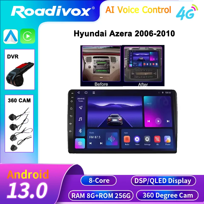 

Screen Video & Carplay Support Android Multimedia Car Radio Player 9/10 Inch for Hyundai Azera 2006-2010 GPS Navigation Stereo