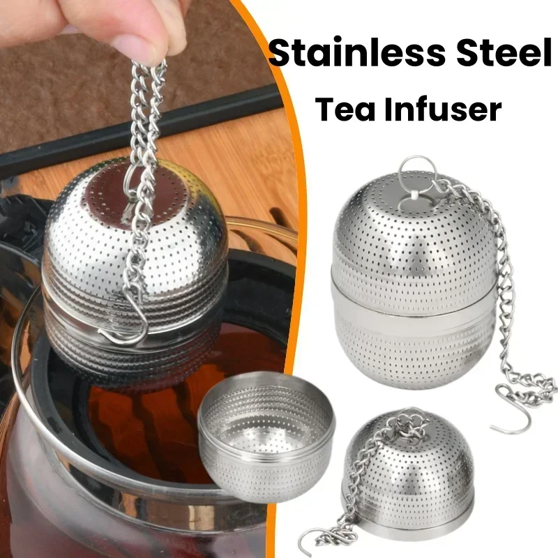 Ball Tea Infuser Stainless Steel , Extra Fine Mesh Tea Strainers for Loose Tea, Metal Tea Strainer with Extended Chain Hook