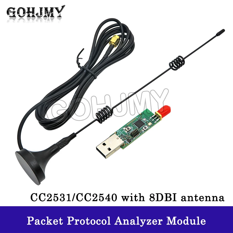 Wireless Zigbee CC2531 2540 Sniffer Bare Board Packet Protocol Analyzer USB Interface Dongle Capture Packet Module 8DBI Antenna