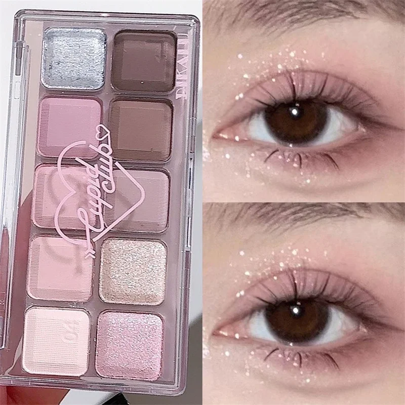 Sombra de ojos mate gris perla rosa, brillo de larga duración, sombra de ojos marrón, Color tierra, placa de pigmento de ojos, maquillaje coreano, 10 colores