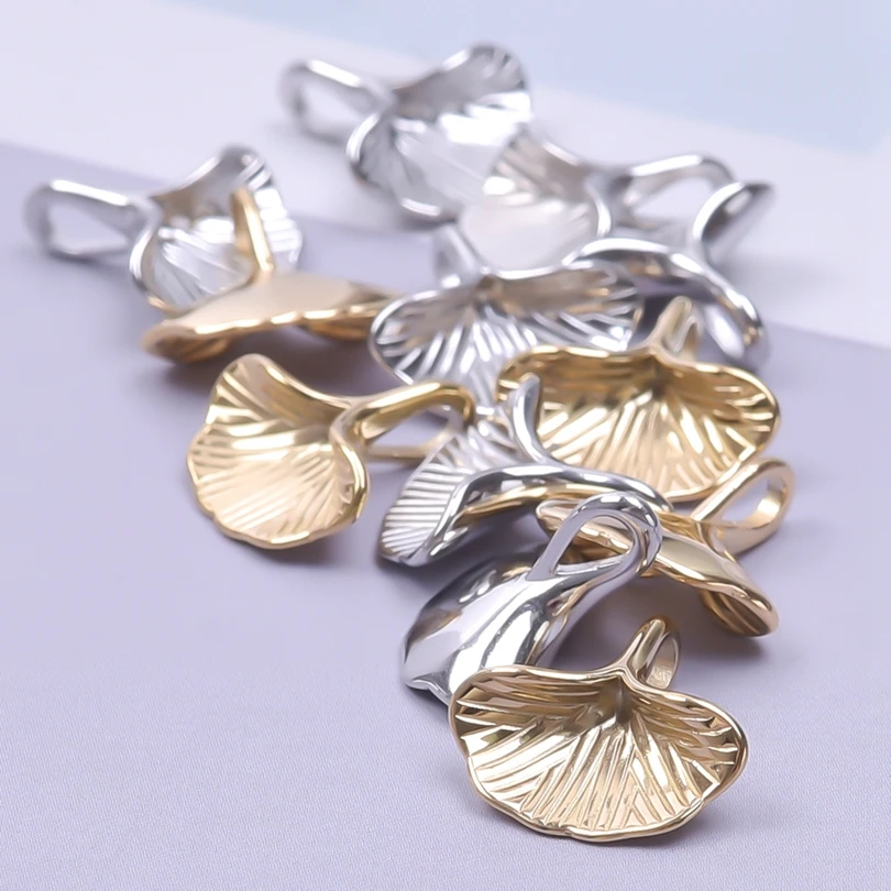 2pcs Stainless Steel Ginkgo Biloba Leaf Charms for Jewelry Making Supplies DIY Necklace Earrings Accessories Handmade Materials