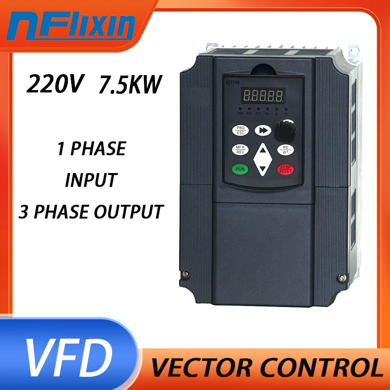 7.5KW 220V  3 Phase OUTPUT VFD Variable Frequency Inverter Converter Changer Variator for Motor Speed Control Inverter