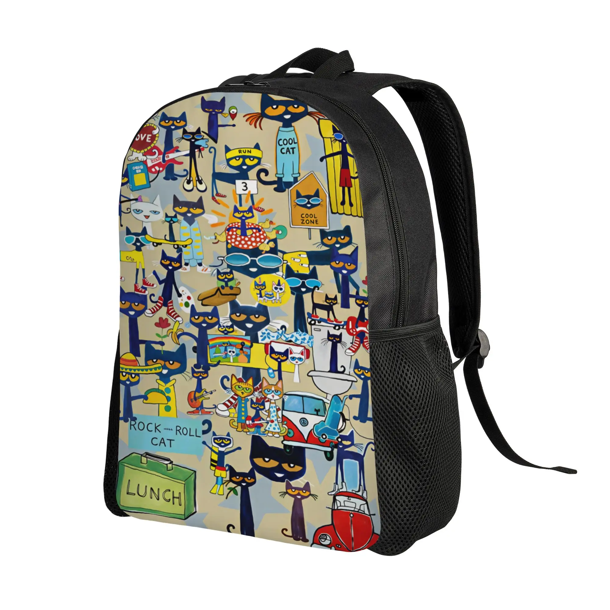 Pete The Cat  Backpack  Workout Backpacks Women Streetwear High School Bags Design Large Rucksack