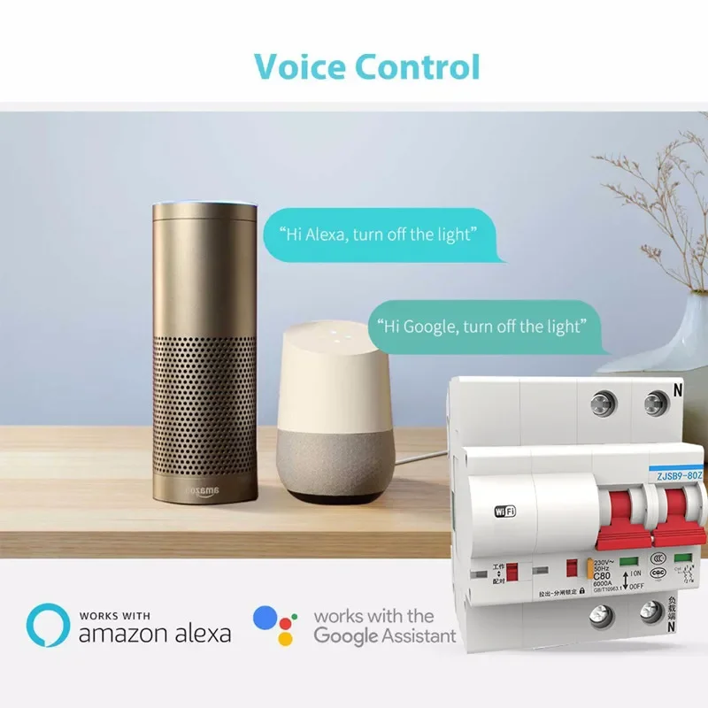 قاطع دائرة EWelink Smart TH لمراقبة درجة الحرارة والرطوبة، WiFi MCB، تحكم لاسلكي Alexa Google Home متوافق