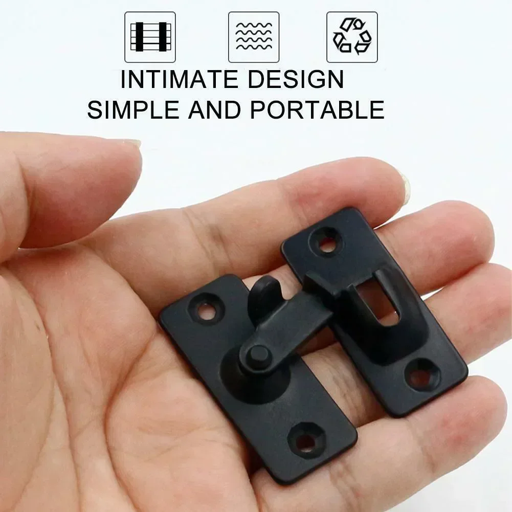 Right Angle Lock Buckle Latch Lightweight Stainless Steel 1.73 X 0.74in 90 Degree Black Corrosion Resistant For Sliding Door