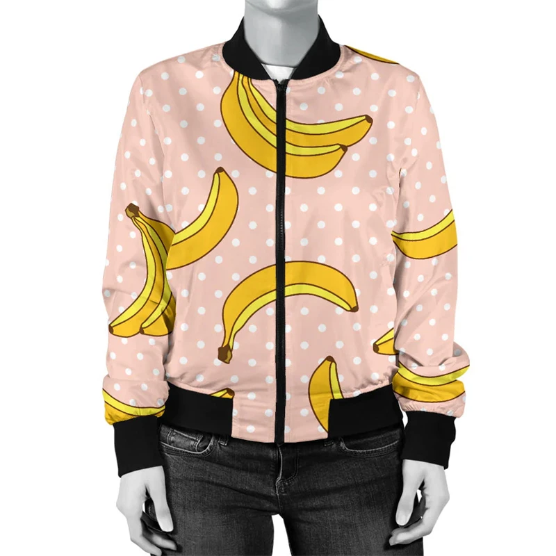 Men Jacket 3d Print Banana Avocado Zipper Jacket Men Cute Fruit Series Bomber Jacket Casual Autumn Streetwear Women Kids Coats