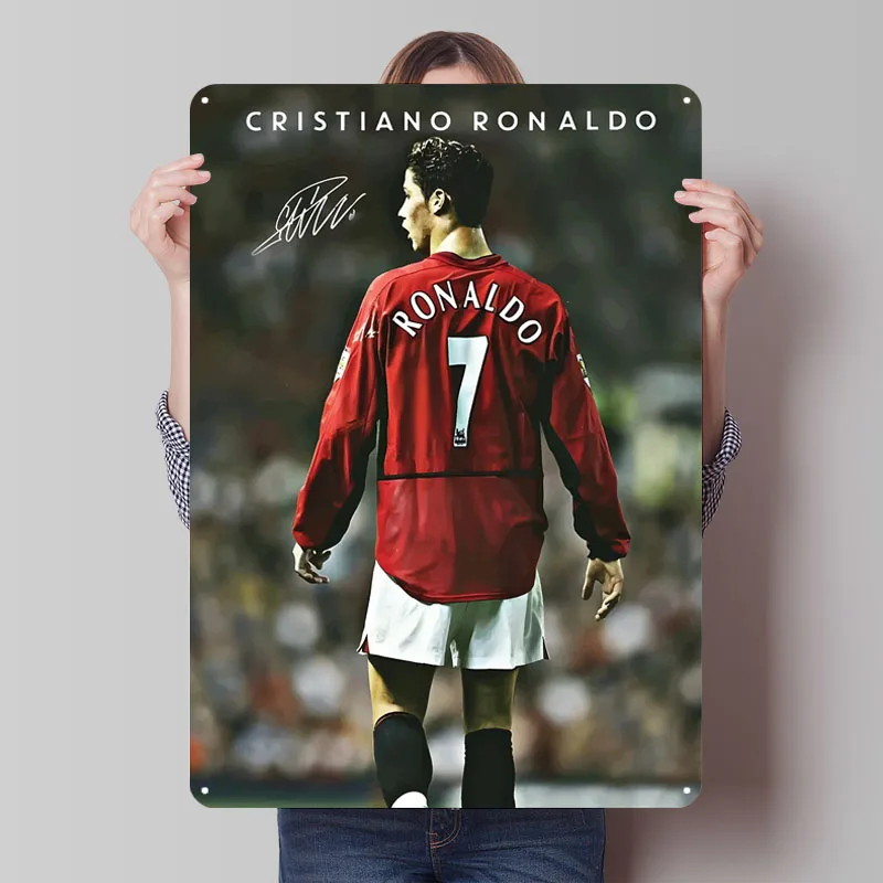 كريستيانو رونالدو تسجيل الرياضة ملصق زينة للمنزل الديكور الفاخرة مخصص معدن القصدير علامات ل جدار الفن الديكور الرجعية #1