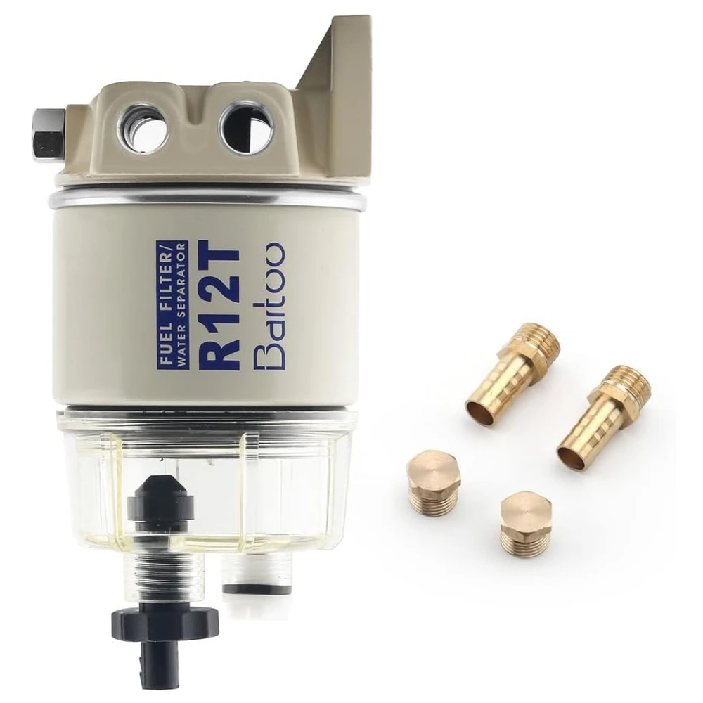 

R12T Fuel Water Separator Marine,10 Micron Fuel Filter Marine Parts Replace S3240 120AT NPT ZG1/4-19 Fit 3/8-inch NPT Outboard