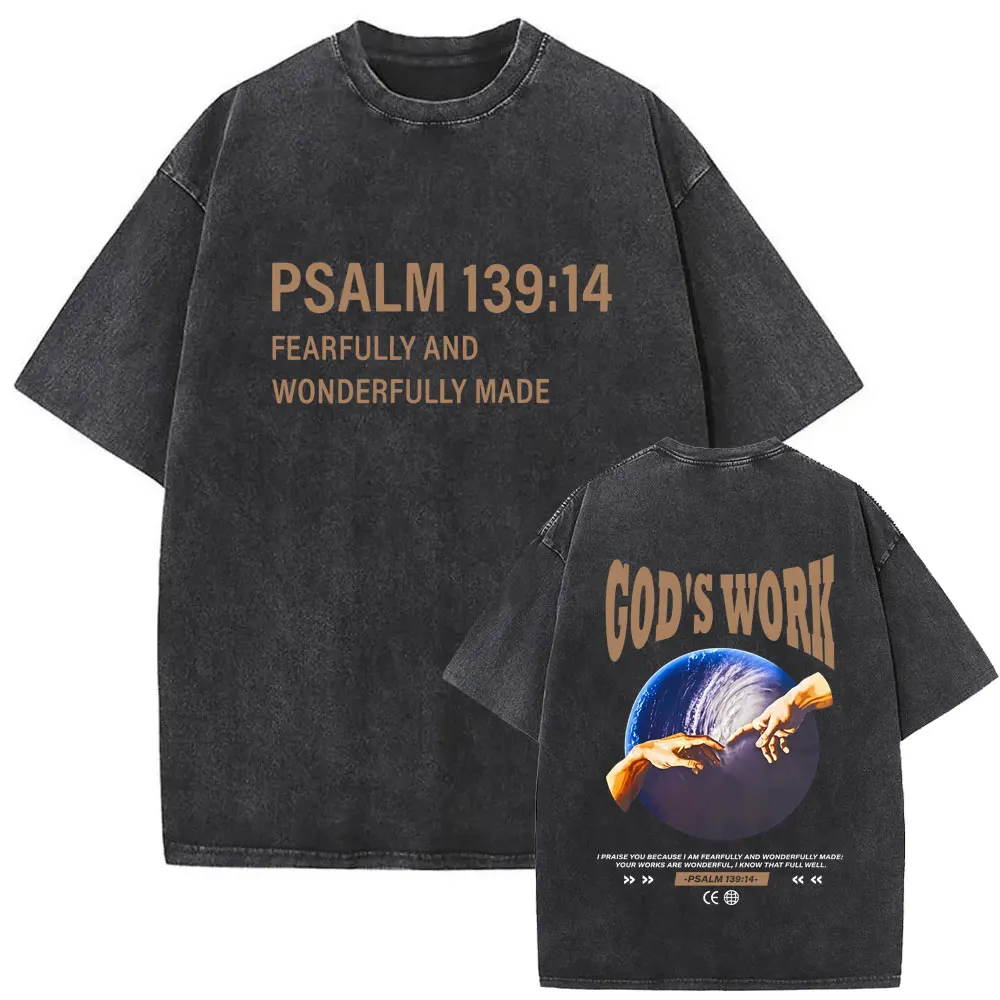 

Washed Vintage Christian Religious Jesus God's Work T-shirt Men Women Casual Oversized T Shirts Male Fashion Short Sleeve Tshirt