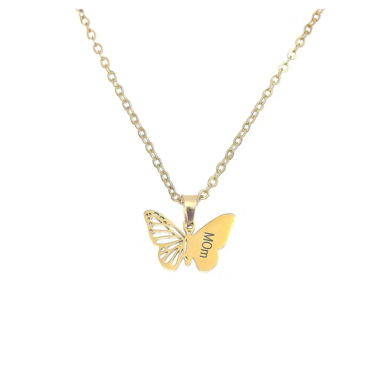 Personalized Butterfly Necklace Engraved Name Stainless Steel Gold Butterfly Pendant Custom Fashion Jewelry Gift for Girlfriend