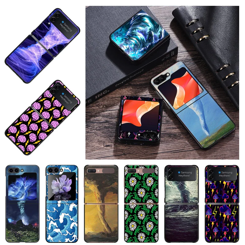 Hard Phone Cases Luxury Colorful Tornado Lightning Cover for Samsung ZFlip6 5G Galaxy Z Flip5 Flip4 Flip 6 5 4 3 Shell Fundas