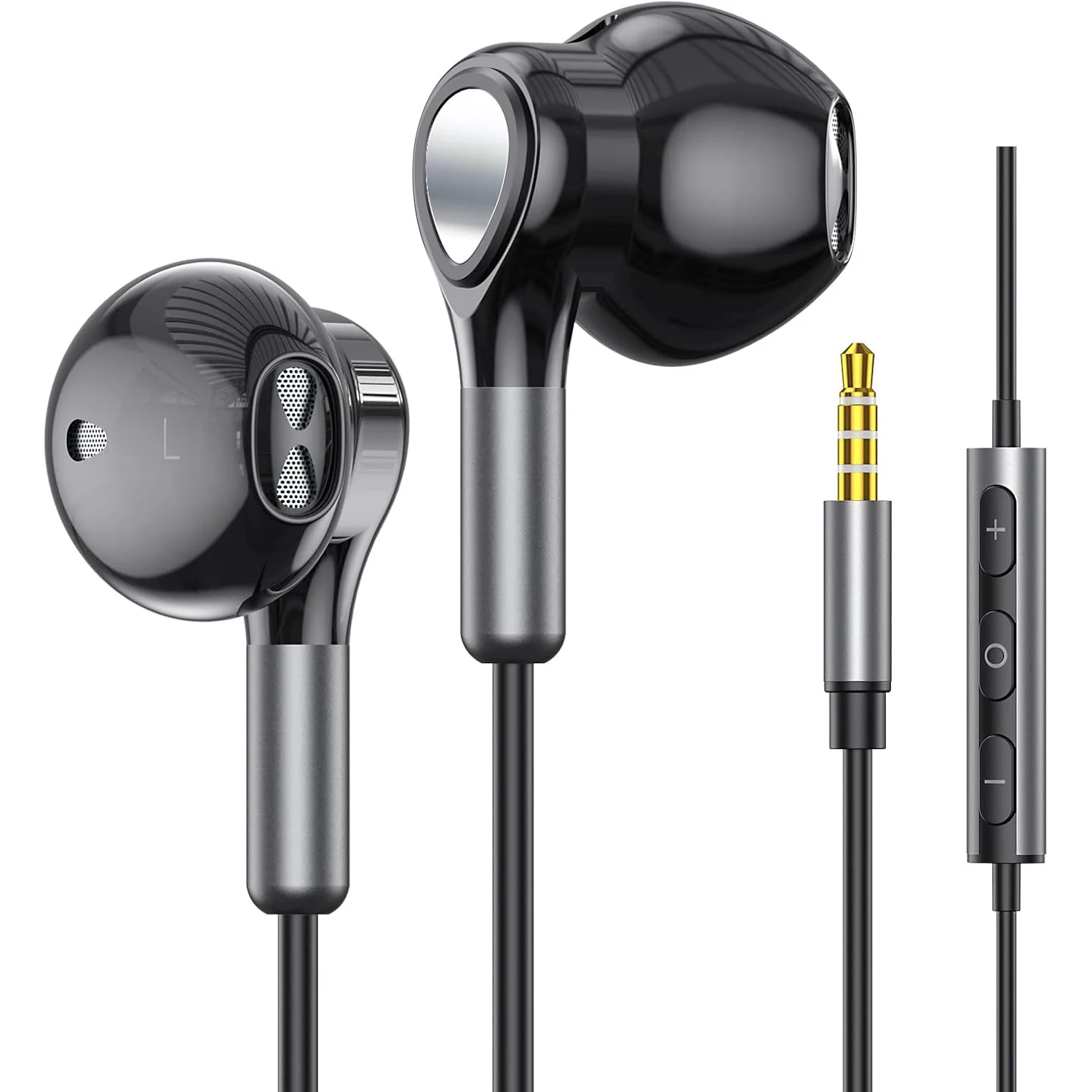 EARDECO 3,5-mm-HiFi-Kopfhörer mit Kabel, In-Ear-Kopfhörer mit Kabel, Bass-Kopfhörer mit Mikrofon für klare Gespräche, geräuschisolierend.