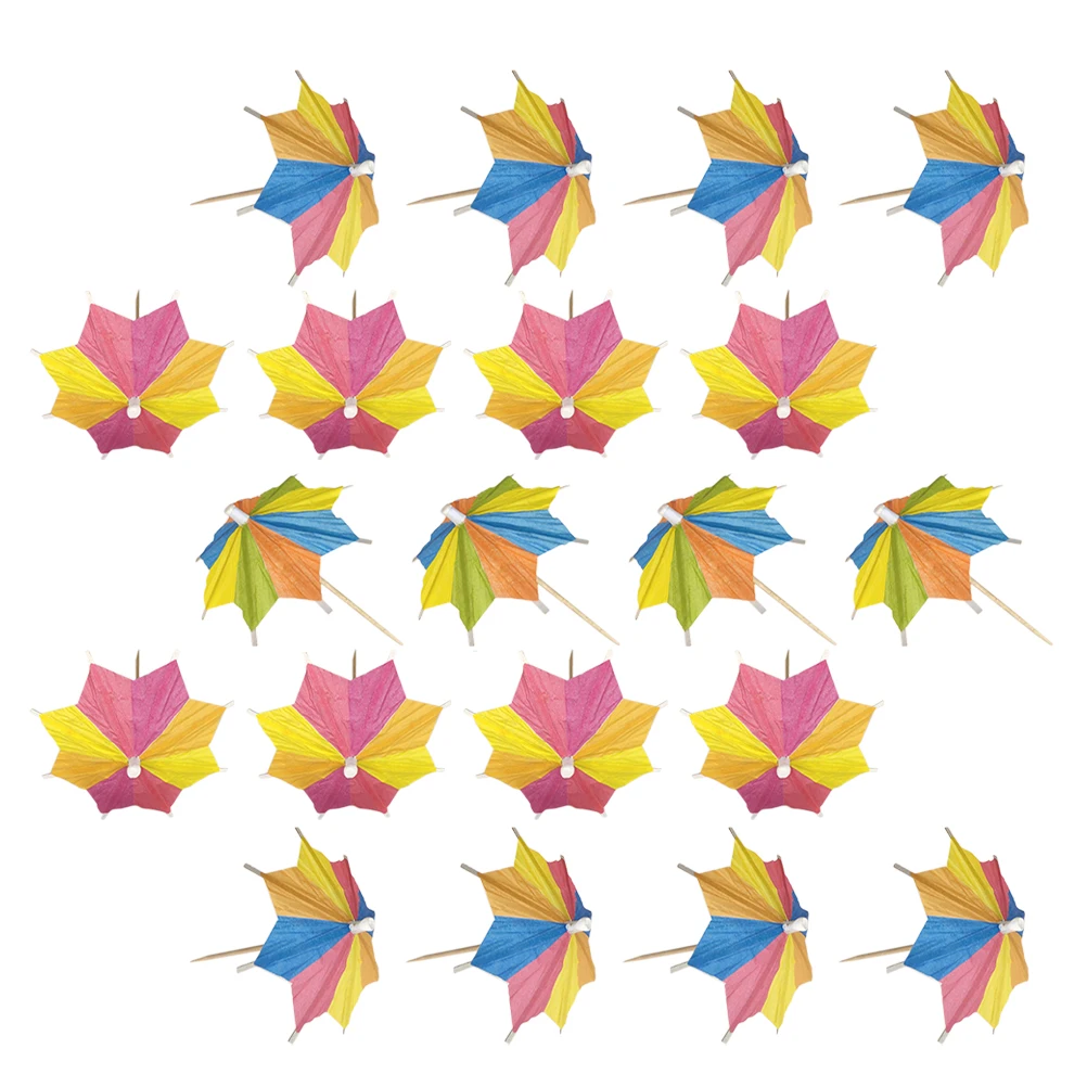 

80pcs Cocktail Umbrellas Picks Octagon Shape Bamboo Paper Umbrella Cocktail Picks For Hawaiian Party Cake Toppers for Party