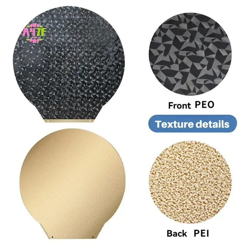 

A47F-For Flsun V400 309MM 3D Printer Build Plate Round Textured PEI / Smooth PEO Magnetic Spring Steel Flex Bed PEI Sheet