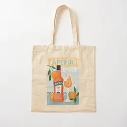 Aperol Spritz Art Print Illustration Art  Canvas Bag Printed Reusable Unisex Fashion Foldable Grocery Ladies Fabric Shopper