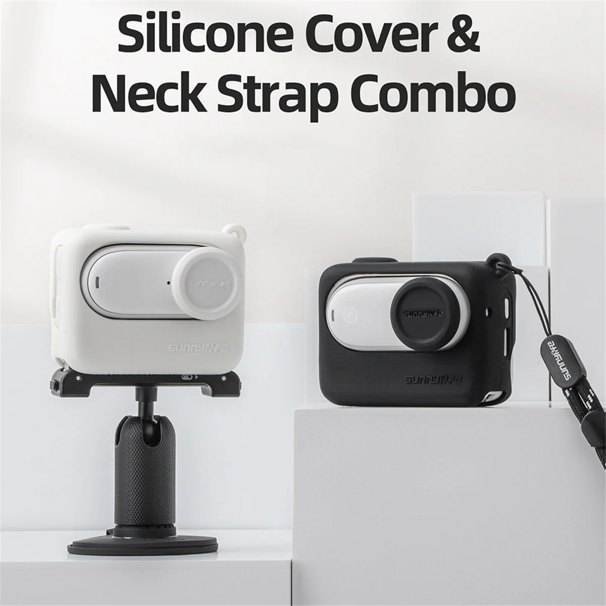 Camera Case for Shadowstone GO 3S Silicone Case Thumb Camera Lens Cover Protective Case with Lanyard Black
