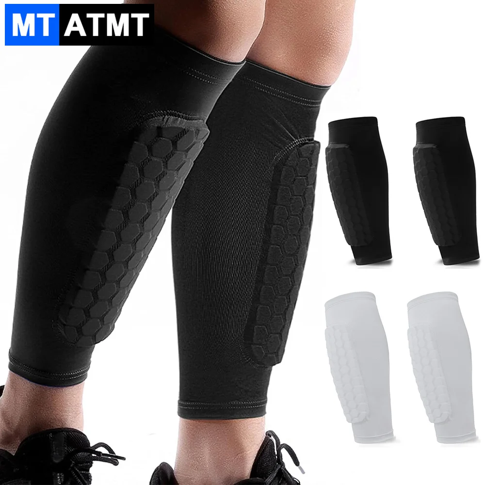 Shin Guards, Non-Slip Calf Compression Sleeve with Honeycomb Pads, Football Shin Defender Socks Featuring Collision Avoidance