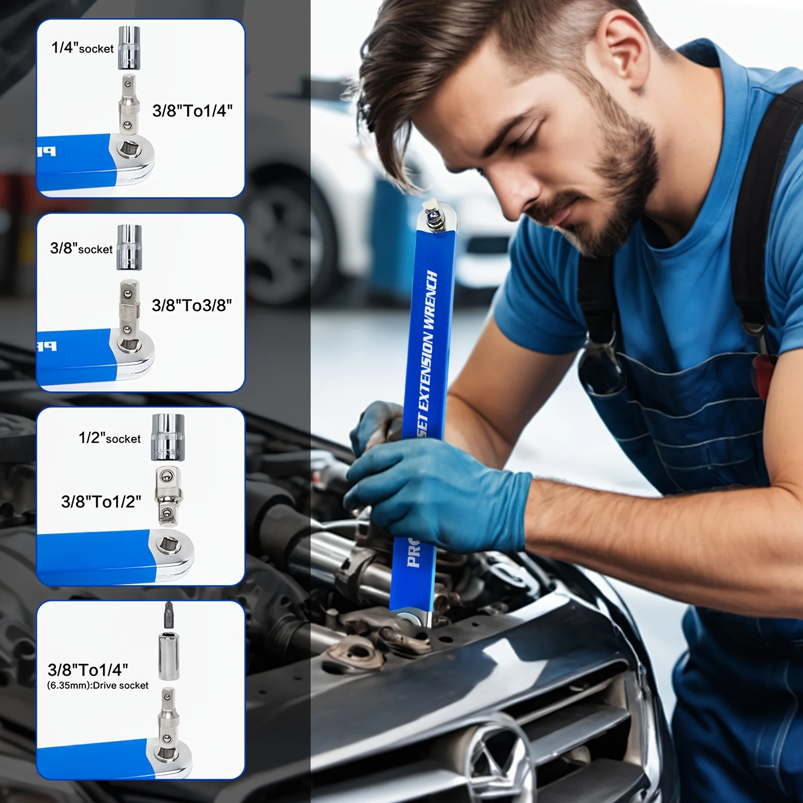 Professioneller Null-Offset-Verlängerungsschlüssel Motorrad-Reparaturwerkzeug Verlängerungswerkzeug für enge Räume 1/2 Zoll 1/4 Zoll 3/8 Zoll Heimwerker-Werkzeugset – Detail 1