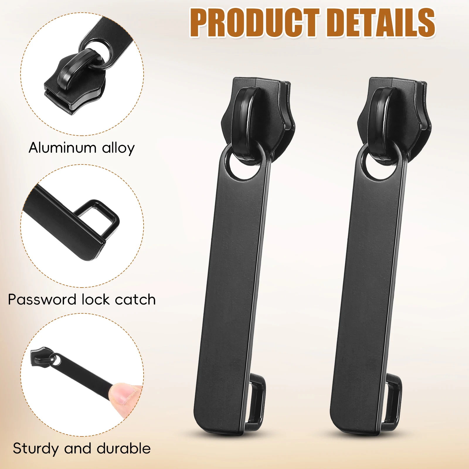 6pcs Suitcase Slider Repair Tools Double Sided Zipper Tie Rod Fix Puller Zinc Alloy Head Replacement Universal Luggage Hardware