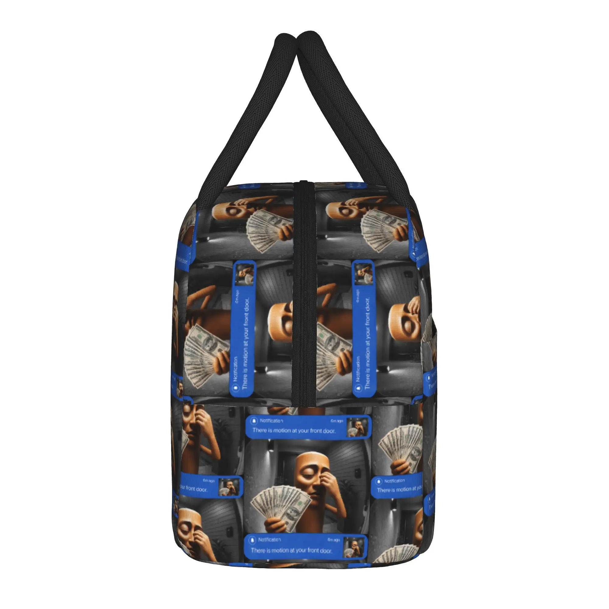 There is Motion at Your Front Tung Tung Tung Sahur Money Lunch Bag  Portable Zipper Lunch Box Women Office Print Cooler Bag