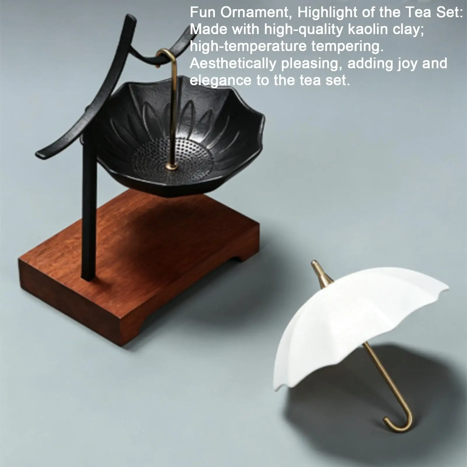 Tea Strainer Umbrella Design Ceramic Leaf Colander with Stand Strainers for Loose Tea for Enhances Flavor Softens Water Cooking