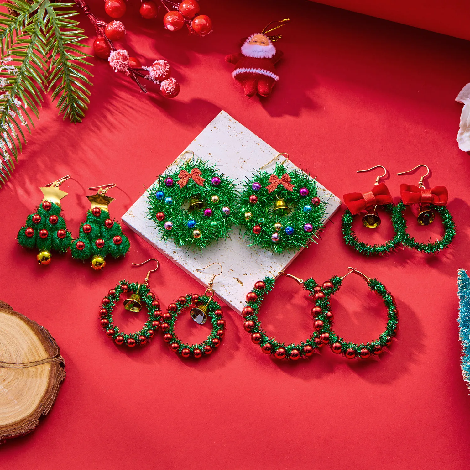 Kreative Grüne Farbe Weihnachten Girlande Bogen Glocke Anhänger Ohrringe für Frauen Mode Weihnachten Baum Ohrringe Neue Jahr Ohr Schmuck Geschenk – Detail 1