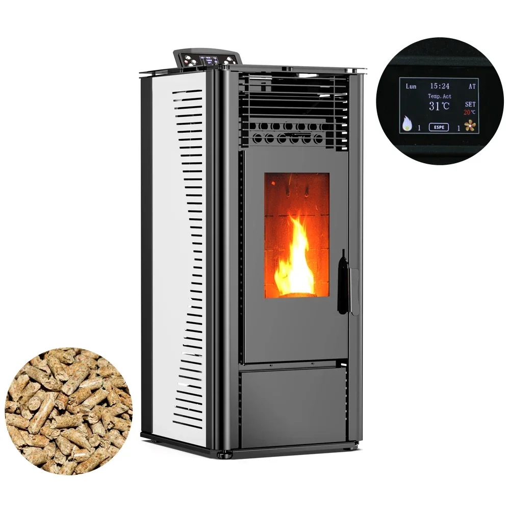 KM1009A ECO Automatic Feeding Cheap Electric Pellet Stove  Wifi Control Panel Indoor Wood Pelletstove Heater for Sale