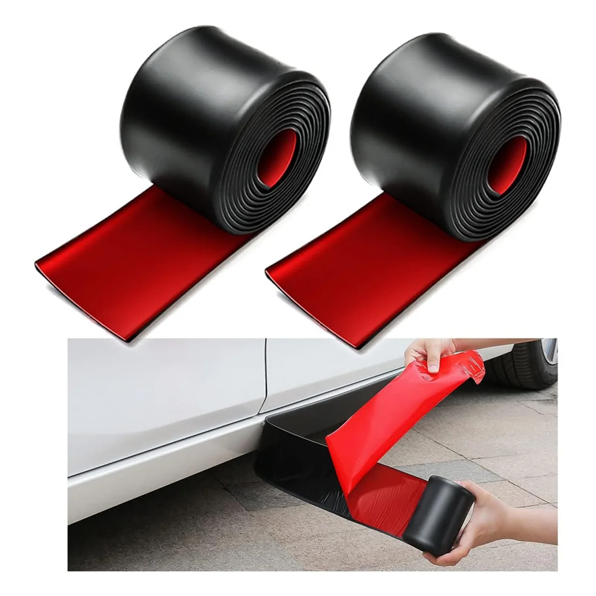 2pcs 8.2ftx3.15in Side Skirts for Cars Universal,Universal Rubber Anti-Scratch Side Skirts Edge Guards.Protector