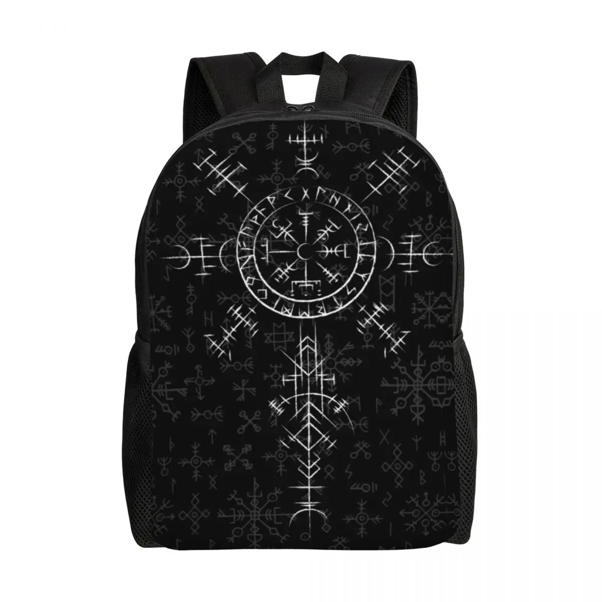 

Lucky Charm Viking Compass Vegvisir Laptop Backpack Men Women Basic Bookbag for College School Student Vikings Valhalla Bag