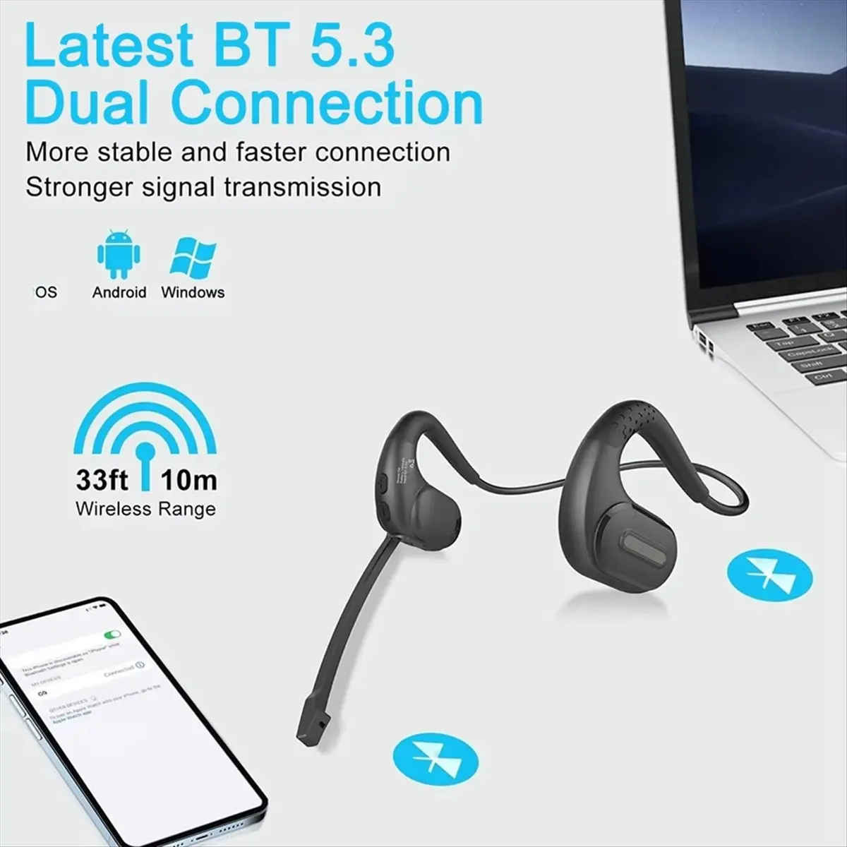 05c-エレクトロニクスアクセサリー、bluetooth-54-ワイヤレスヘッドセット（マイク付き）トラック運転手向け（ブラック）
