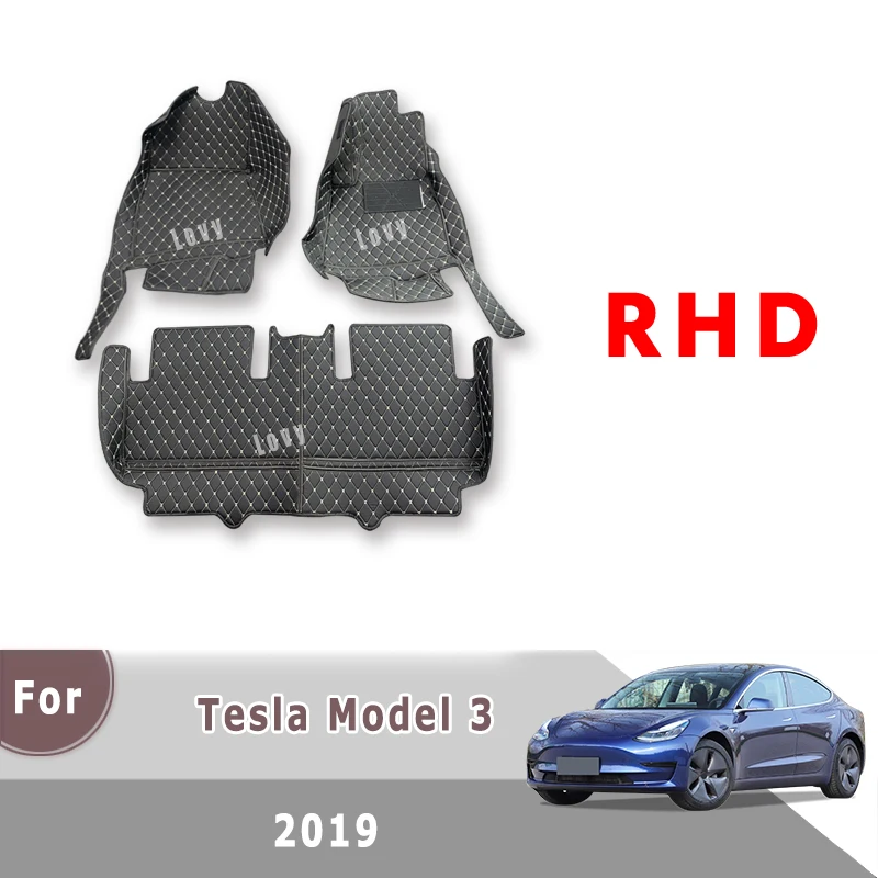 

RHD Carpets For Tesla Model 3 2019 Car Floor Mats Auto Interior Accessories Weather Parts Custom Rugs Waterproof Automobiles