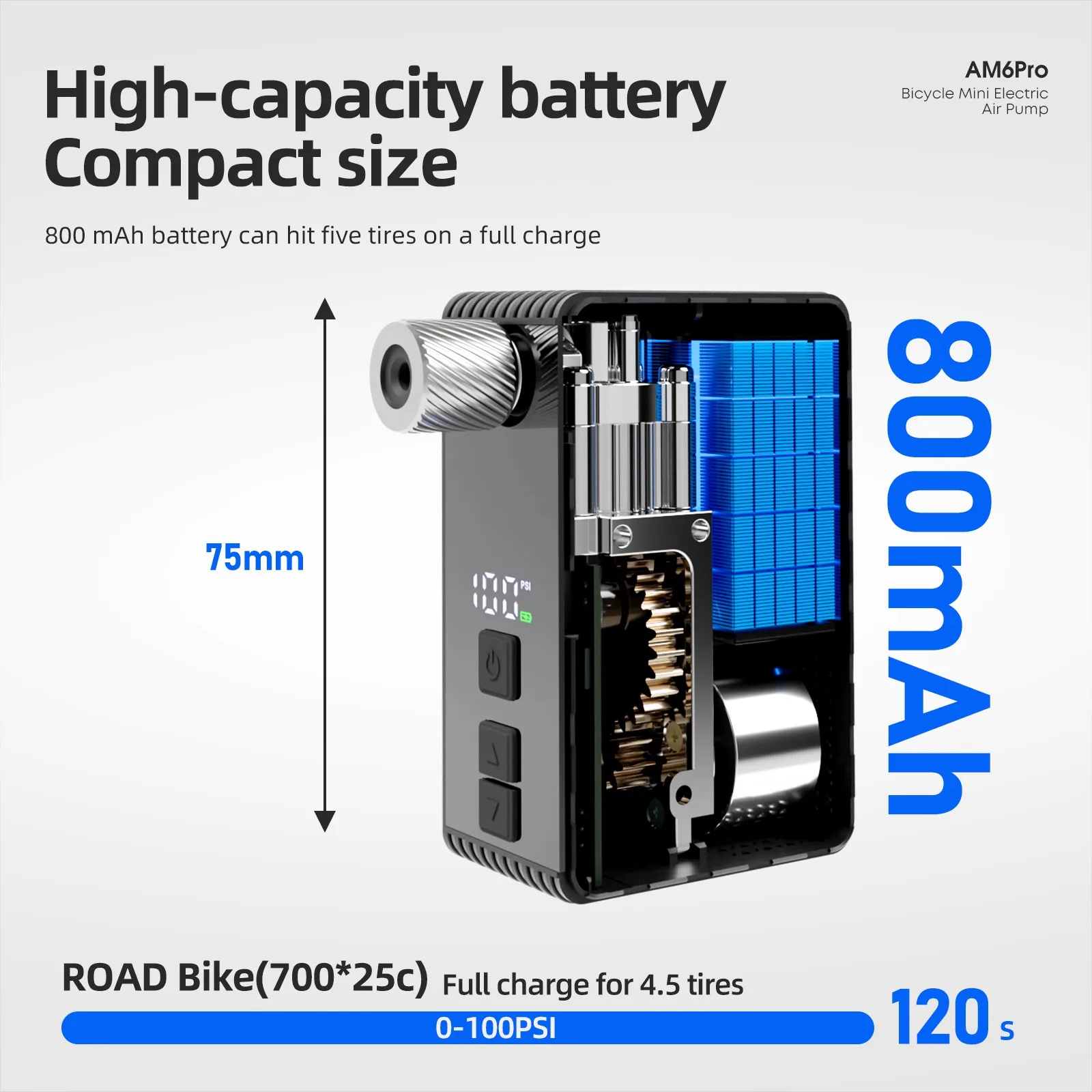 

130 PSI AM6 Pro Portable Pocket Electric Inflator Pump Custom Tire Pressure Display Tire Inflator MTB Road Bike FV AV CYCLAMI